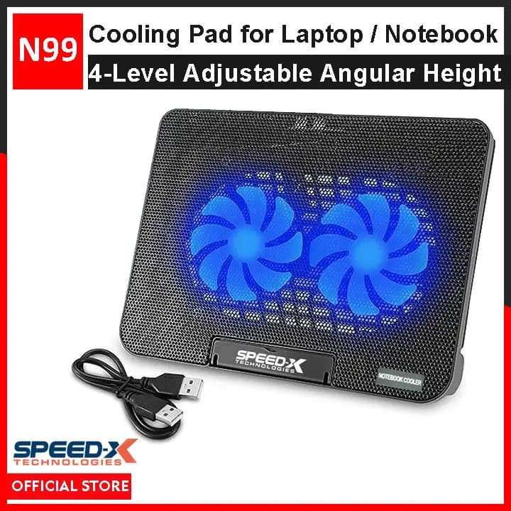 Speed-X N99 Laptop Cooling Pad 2 Fan Cooling Pad with Two USB Ports And Light