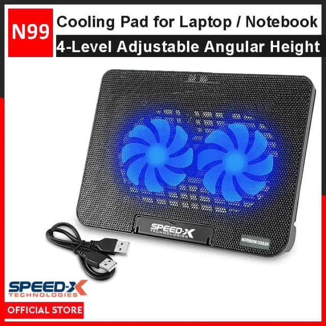 Speed-X N99 Laptop Cooling Pad 2 Fan Cooling Pad with Two USB Ports And Light