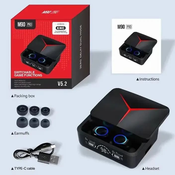 M90 Pro Earbuds TWS Bluetooth Led Display Headset