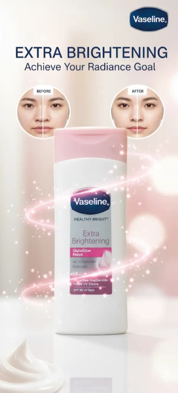 Vaseline Healthy Bright Extra Brightening Gluta Glow finish Lotion