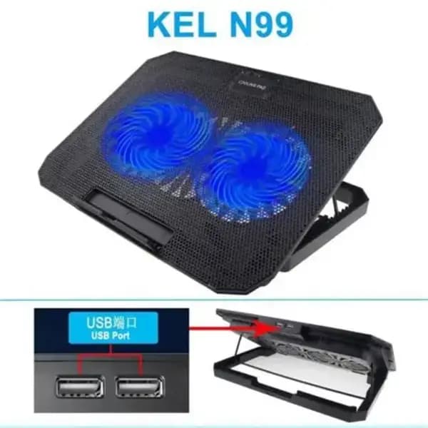 Speed-X N99 Laptop Cooling Pad 2 Fan Cooling Pad with Two USB Ports And Light