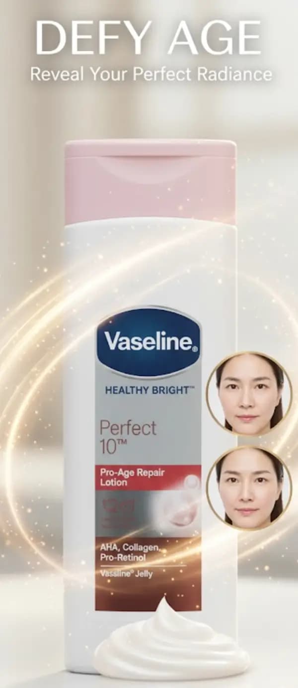 Vaseline Healthy Bright Perfect 10 Pro-Age Repair Lotion.